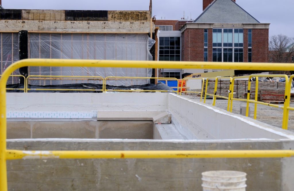 Exterior construction of the new Archives and Special Collections building.