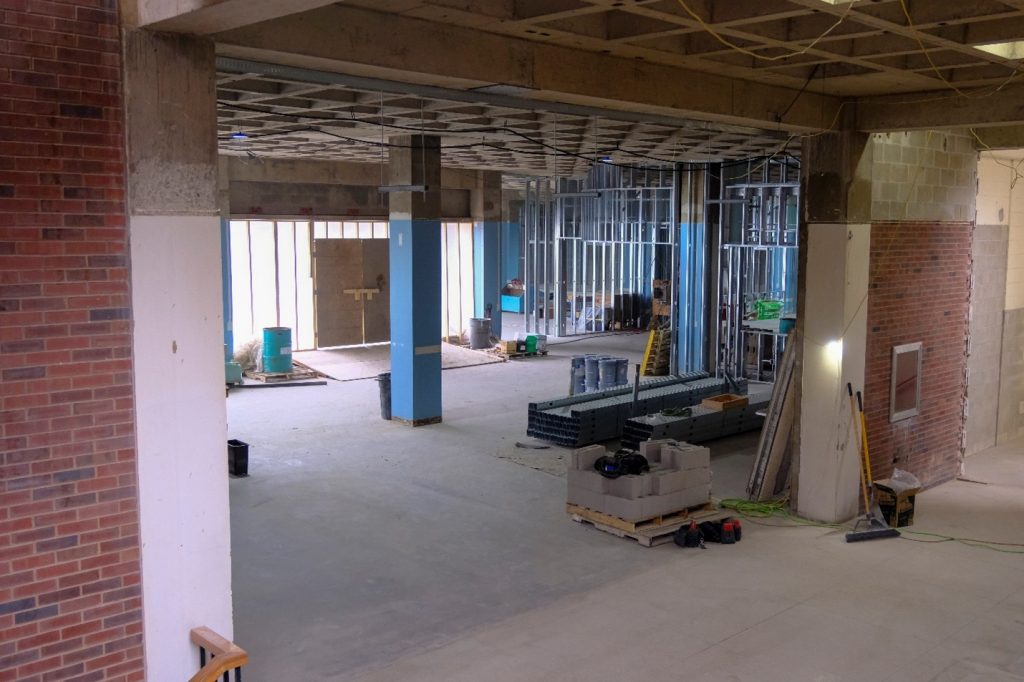 Interior construction of the new Archives and Special Collections building.