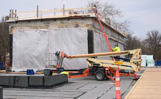 Exterior construction of the new Archives and Special Collections Building.