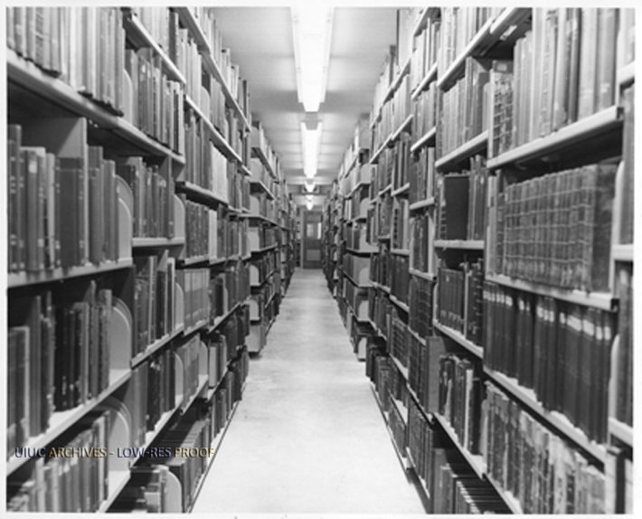 Interior of Main Library stacks.