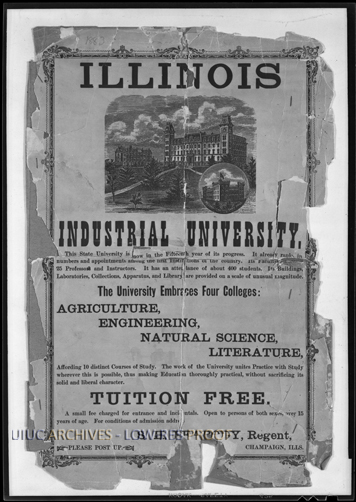 Announcement for the founding of the Illinois Industrial University.