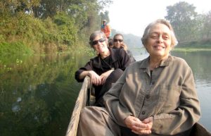Barbara and Susan in a boat